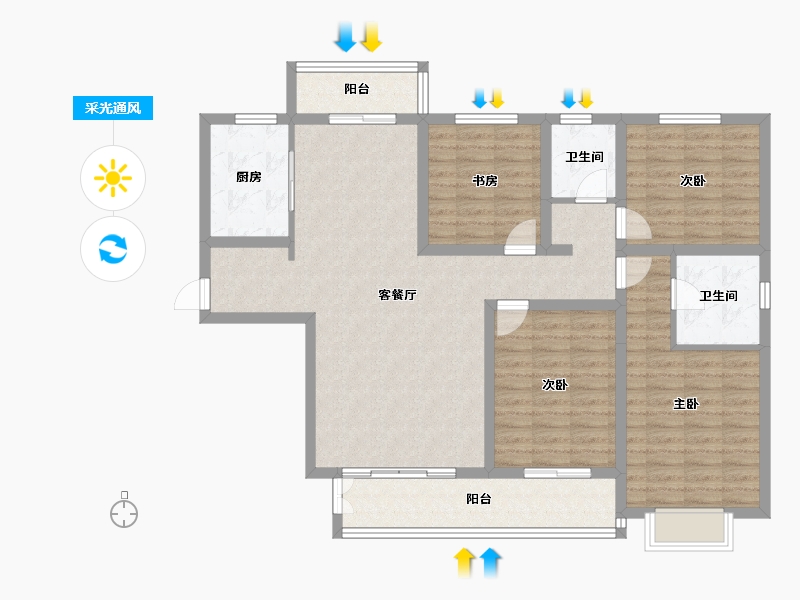 陕西省-西安市-蓝田新城·麓湖半岛-119.16-户型库-采光通风