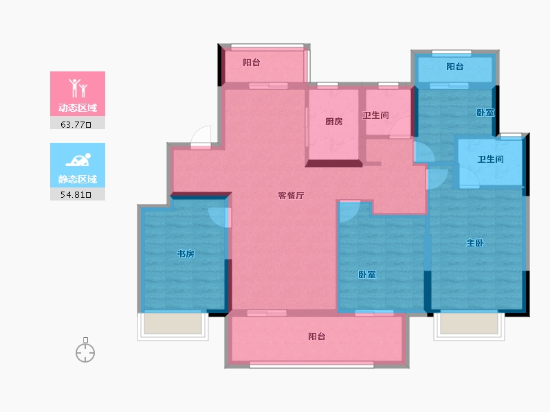 湖南省-长沙市-佳源东方璟园-105.60-户型库-动静分区