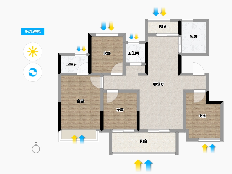 河南省-郑州市-均和·中棠府-104.80-户型库-采光通风