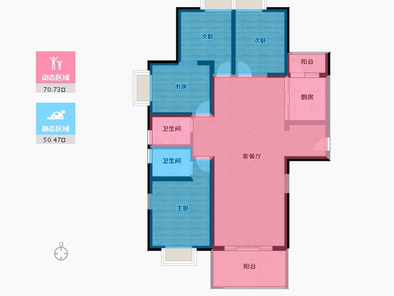 云南省-红河哈尼族彝族自治州-惠景康城观湖国际-108.72-户型库-动静分区