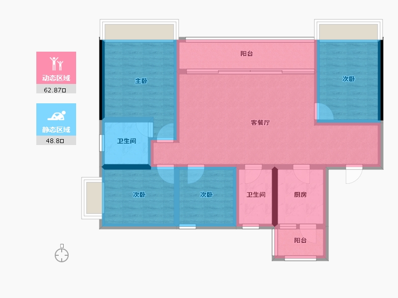 重庆-重庆市-新城光屿-98.92-户型库-动静分区