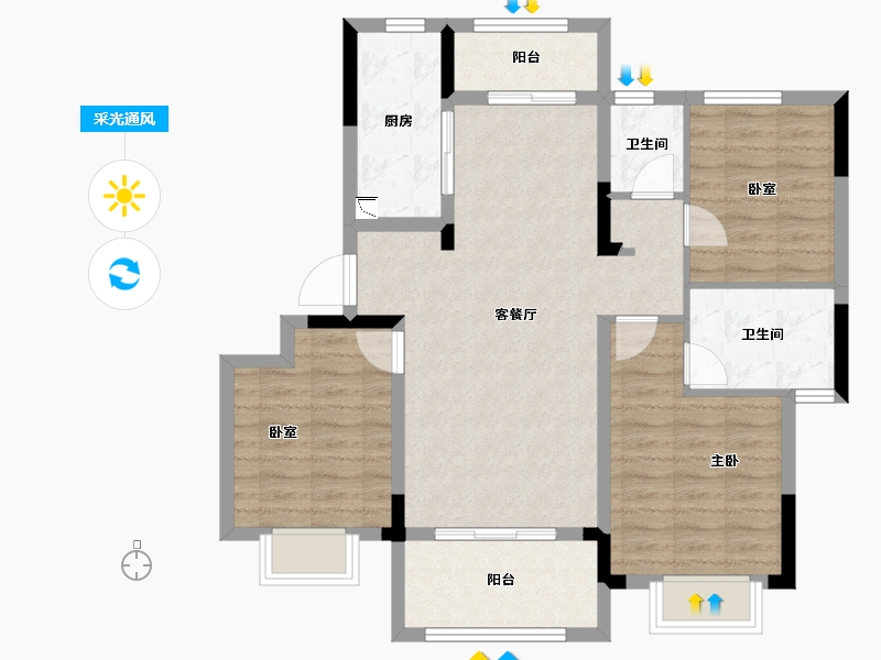 江西省-九江市-保利·庐林语-87.12-户型库-采光通风