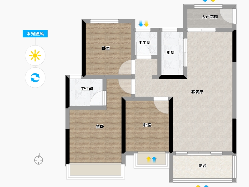 河南省-郑州市-均和·中棠府-87.21-户型库-采光通风