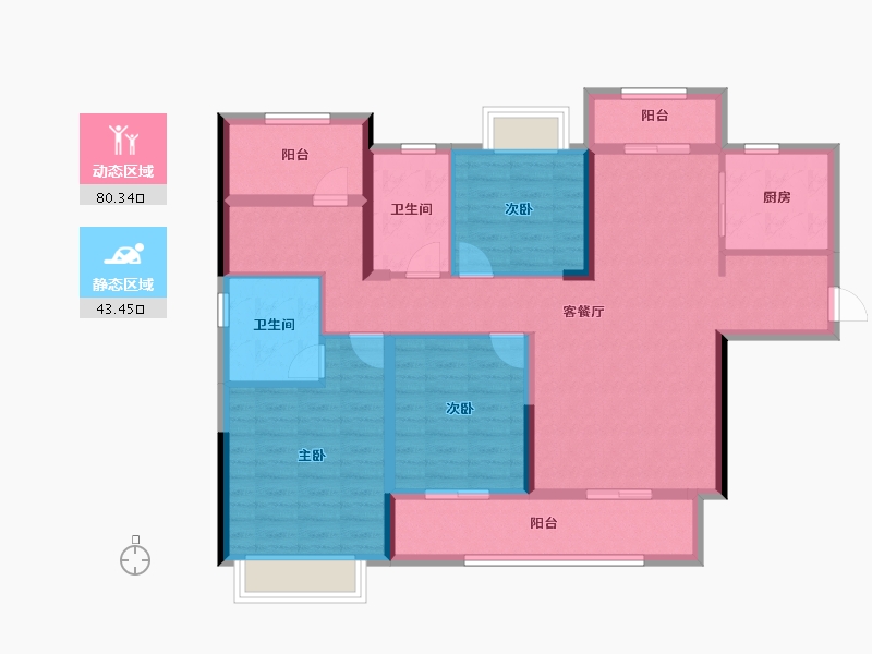 湖南省-长沙市-日盛湖湘府-110.41-户型库-动静分区