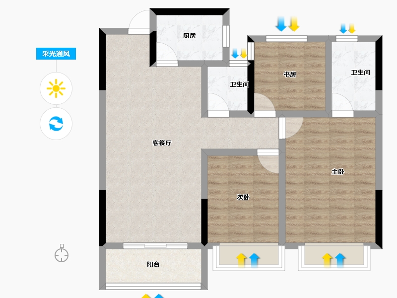 河南省-郑州市-均和·中棠府-81.60-户型库-采光通风