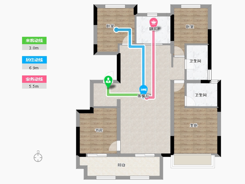 湖南省-长沙市-佳源东方璟园-95.20-户型库-动静线