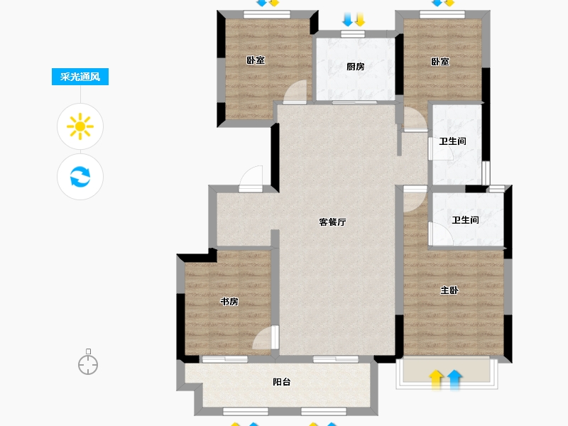 湖南省-长沙市-佳源东方璟园-95.20-户型库-采光通风