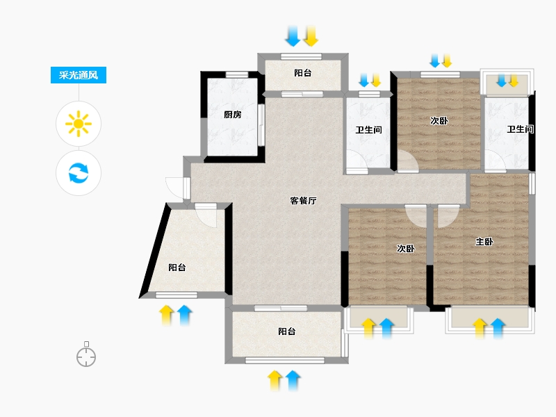 湖南省-长沙市-日盛湖湘府-108.80-户型库-采光通风