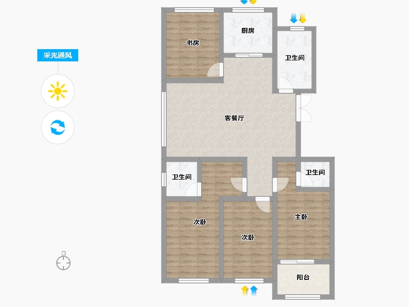 山东省-潍坊市-金庆名仁府-110.10-户型库-采光通风