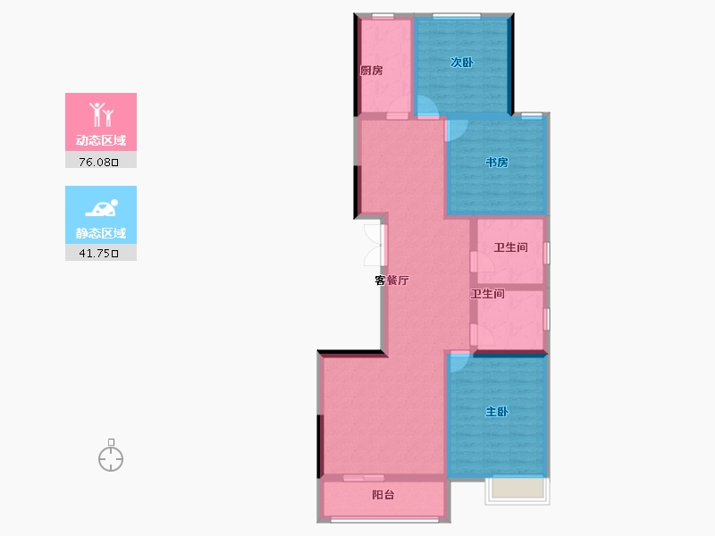 宁夏回族自治区-银川市-丽景雅园-104.78-户型库-动静分区