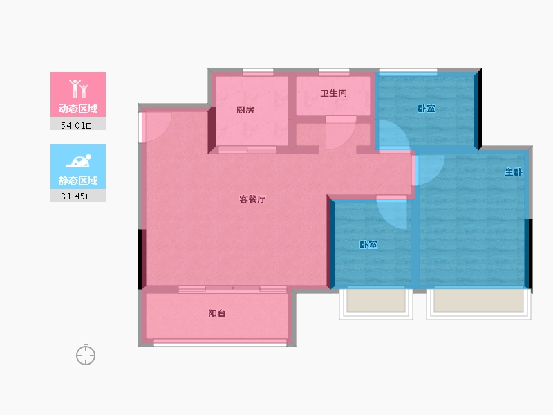 河南省-郑州市-郑地东润·云麓之城-76.01-户型库-动静分区