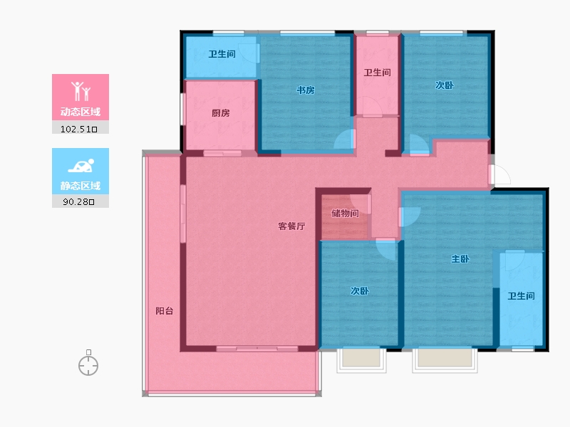 陕西省-西安市-蓝田新城·麓湖半岛-172.97-户型库-动静分区