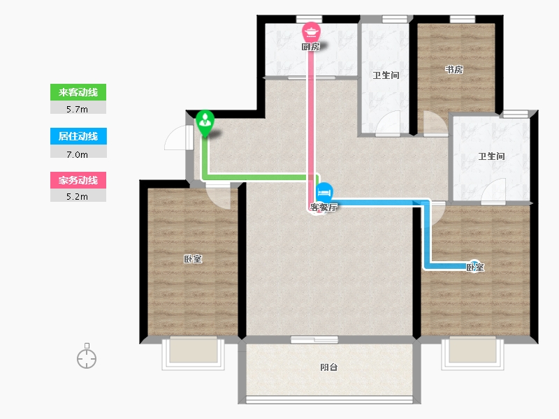 山西省-太原市-万达·西岸CLASS-105.97-户型库-动静线