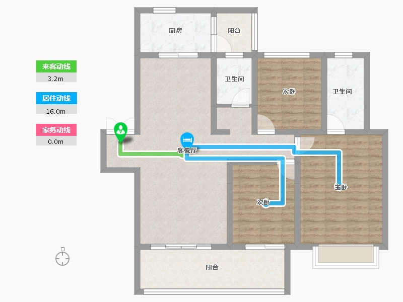 云南省-红河哈尼族彝族自治州-缙颐玖悦台-104.21-户型库-动静线