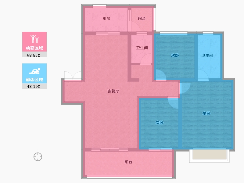 云南省-红河哈尼族彝族自治州-缙颐玖悦台-104.21-户型库-动静分区