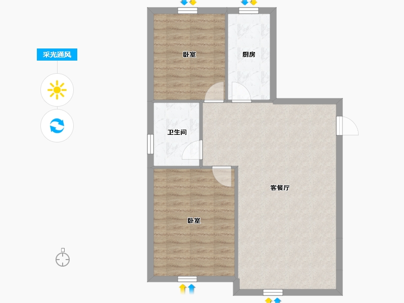 内蒙古自治区-赤峰市-百合苑系和苑熙苑-70.43-户型库-采光通风