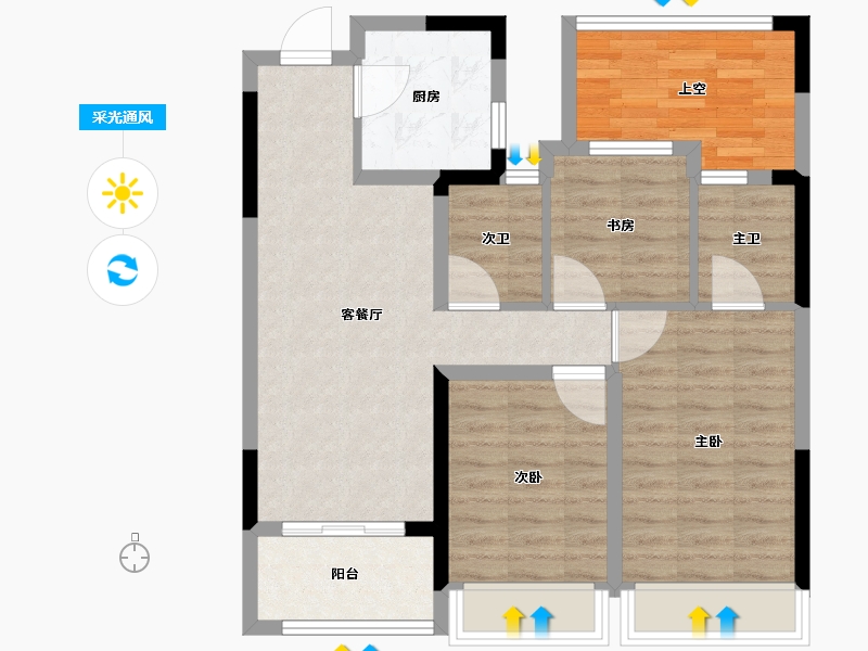 浙江省-杭州市-明石东潮府住宅-79.07-户型库-采光通风