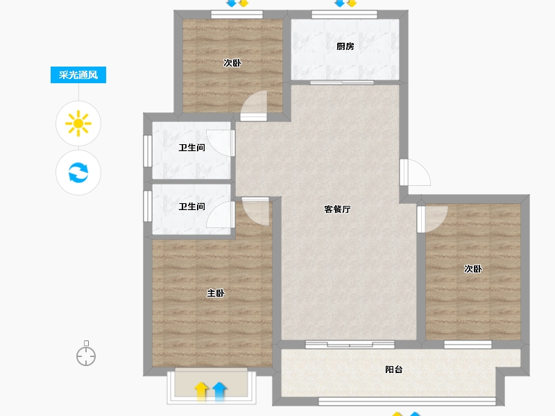 山东省-德州市-大业锦绣景园-89.36-户型库-采光通风