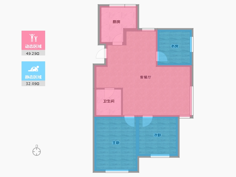 内蒙古自治区-赤峰市-坤厦悦棠湾-72.62-户型库-动静分区