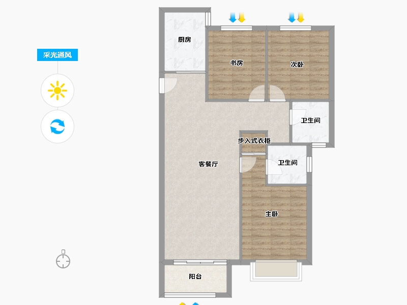 河北省-廊坊市-新城·昕樾-93.61-户型库-采光通风