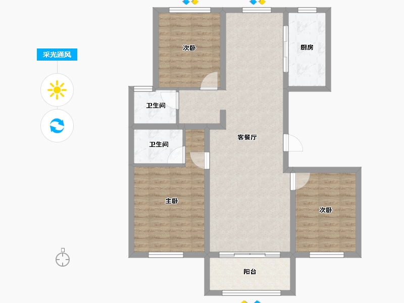 山东省-德州市-燕鲁東山府-89.87-户型库-采光通风