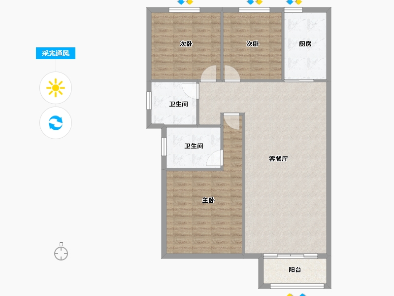 河北省-廊坊市-新城·昕樾-104.16-户型库-采光通风