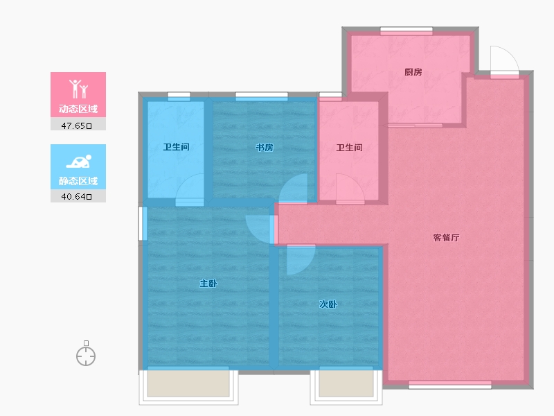 内蒙古自治区-赤峰市-坤厦悦棠湾-78.84-户型库-动静分区