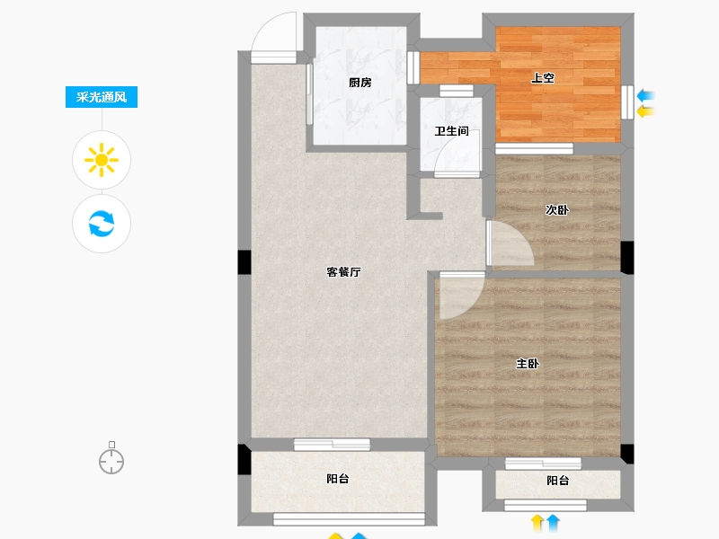 浙江省-杭州市-凤凰府邸-61.40-户型库-采光通风