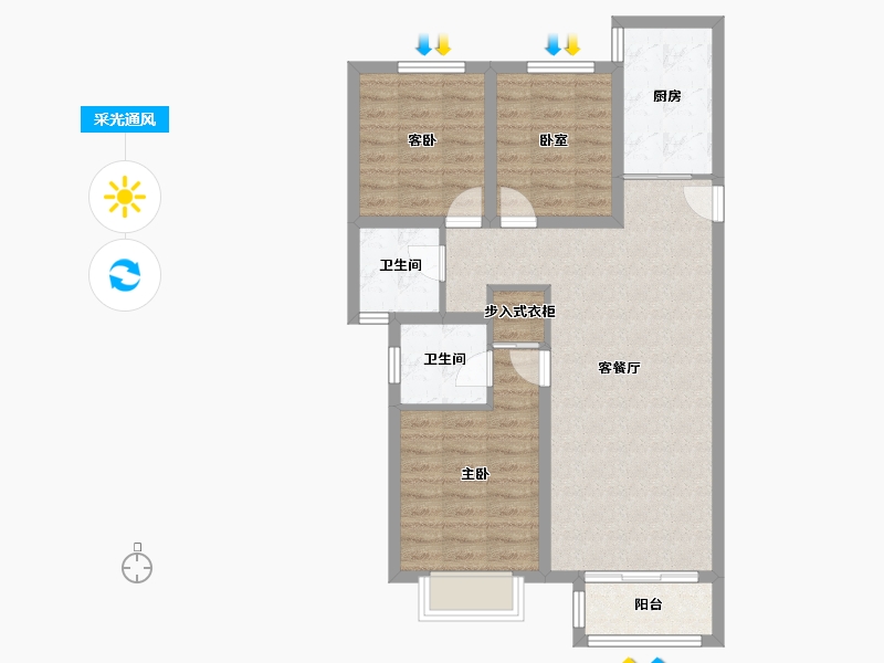 河北省-廊坊市-新城·昕樾-80.99-户型库-采光通风