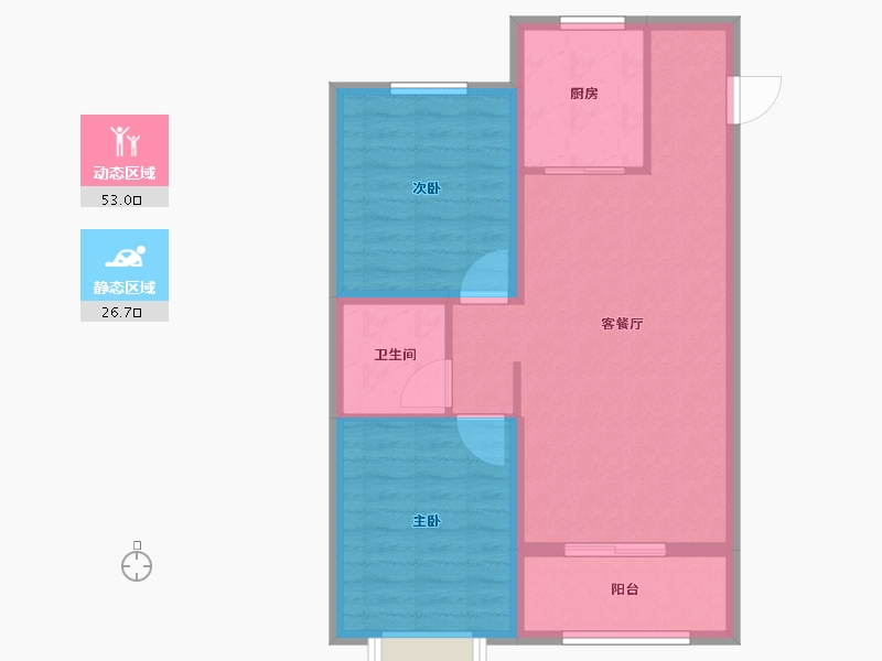 山西省-晋中市-新晋福邸-71.68-户型库-动静分区