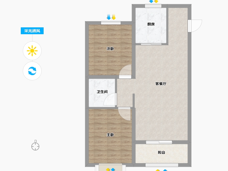 山西省-晋中市-新晋福邸-71.68-户型库-采光通风