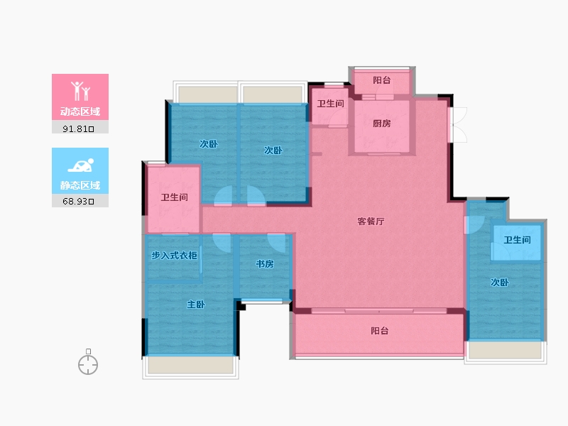 贵州省-贵阳市-融创九璟湾-144.76-户型库-动静分区