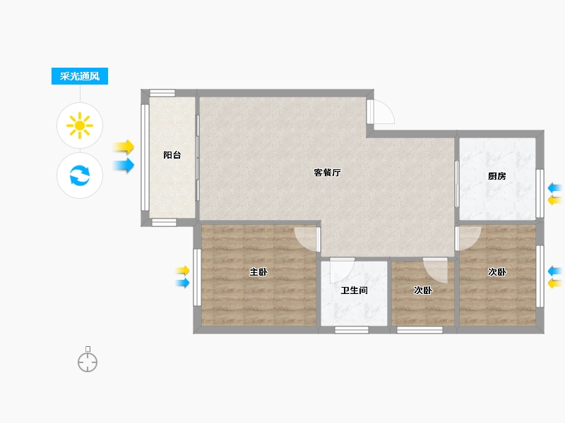 湖北省-荆州市-中央华府-85.00-户型库-采光通风