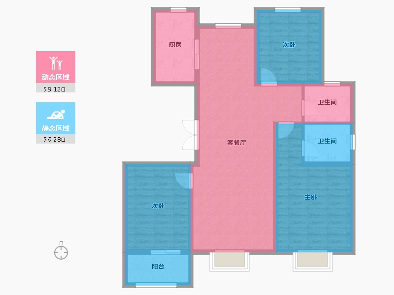 山东省-济南市-三箭瑞景苑-102.75-户型库-动静分区