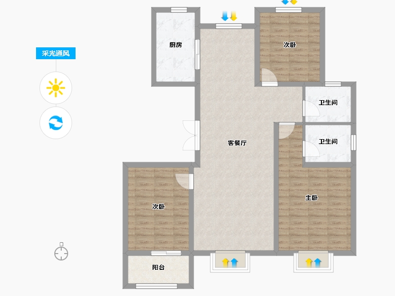 山东省-济南市-三箭瑞景苑-102.75-户型库-采光通风