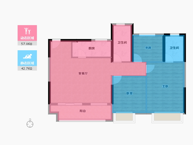 浙江省-温州市-永嘉中梁天宸-89.60-户型库-动静分区