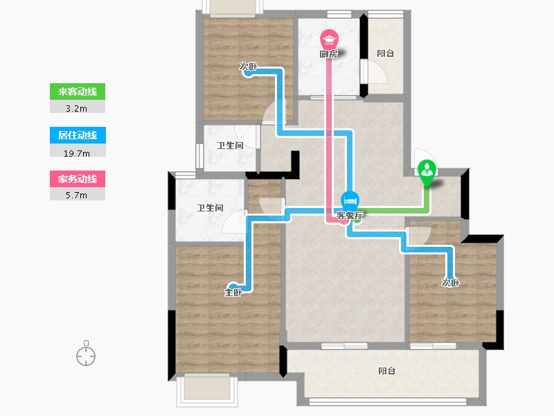 重庆-重庆市-富力白鹭湾-95.41-户型库-动静线