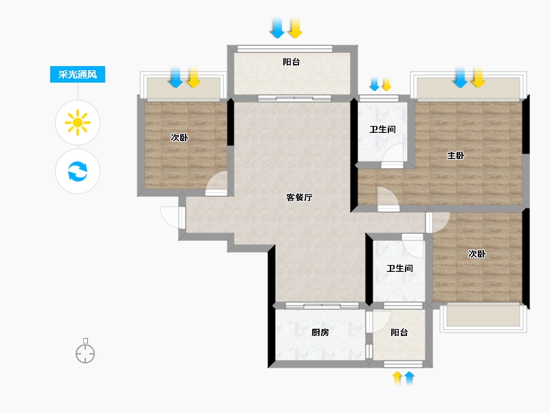 广东省-江门市-松鹤国际新城-94.33-户型库-采光通风