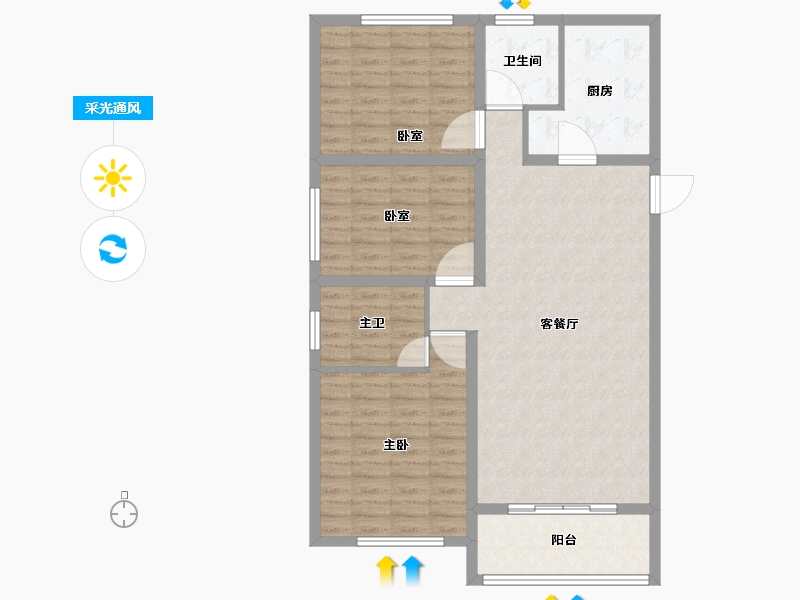 山西省-晋城市-龙泽花城-102.41-户型库-采光通风