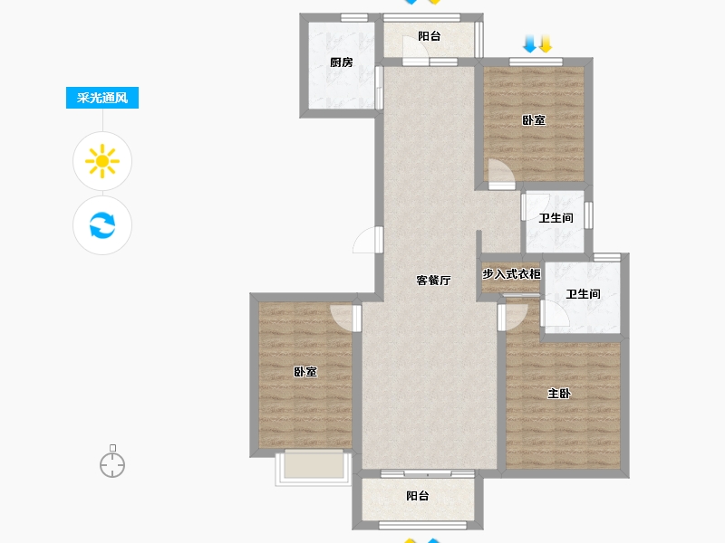 河北省-廊坊市-新城·昕樾-99.56-户型库-采光通风