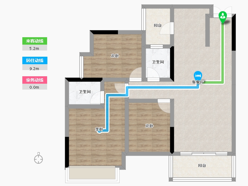 重庆-重庆市-御景滨江花园-84.99-户型库-动静线