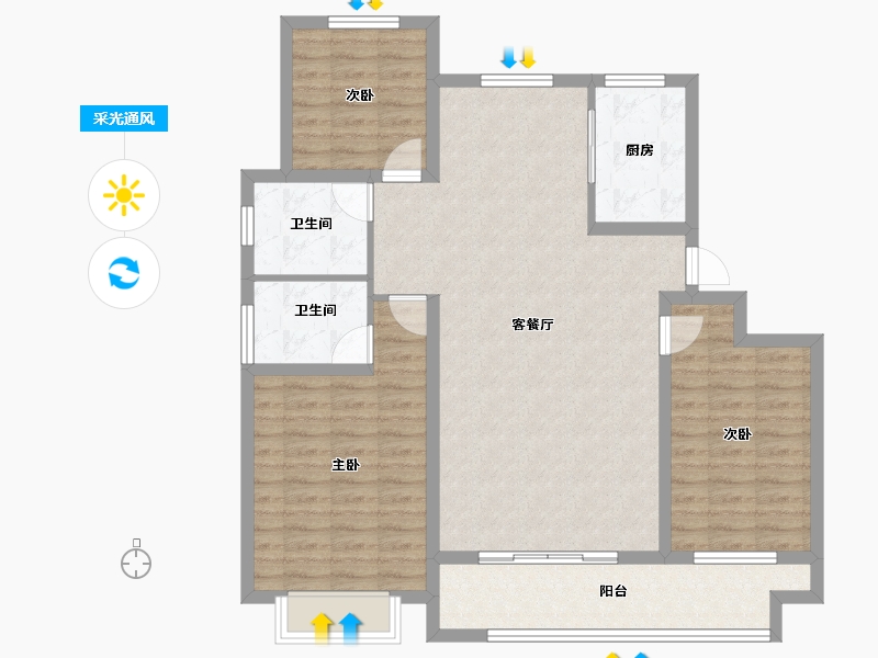 山东省-德州市-大业锦绣景园-106.96-户型库-采光通风