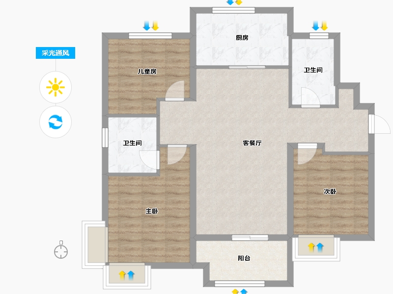 山东省-济南市-玖唐府-93.31-户型库-采光通风