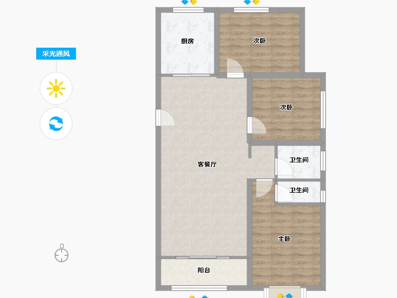 河北省-廊坊市-富丽雅园-86.87-户型库-采光通风