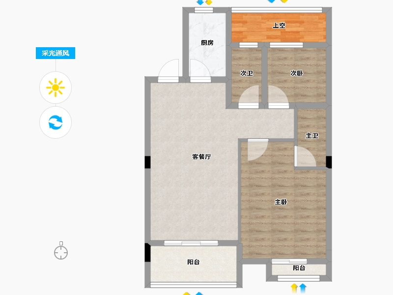 浙江省-杭州市-凤凰府邸-74.72-户型库-采光通风