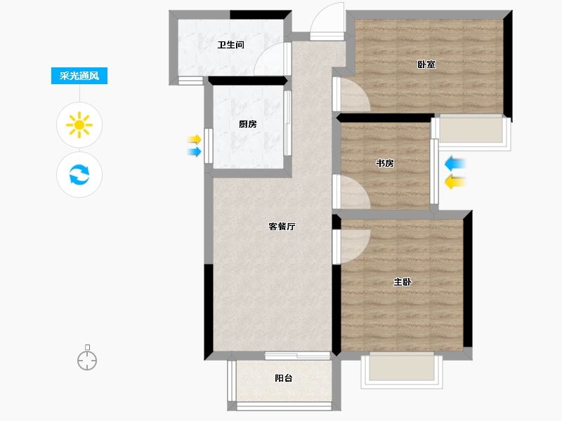 河南省-郑州市-华南城紫荆名都-72.00-户型库-采光通风