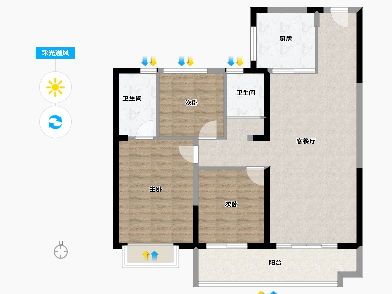 山东省-德州市-碧桂园星河公园-97.85-户型库-采光通风