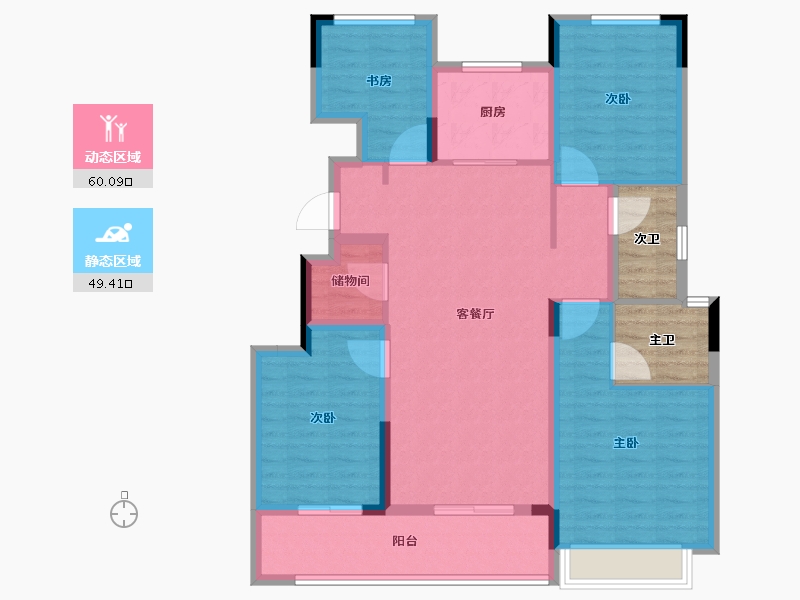 浙江省-杭州市-明石东潮府住宅-106.19-户型库-动静分区