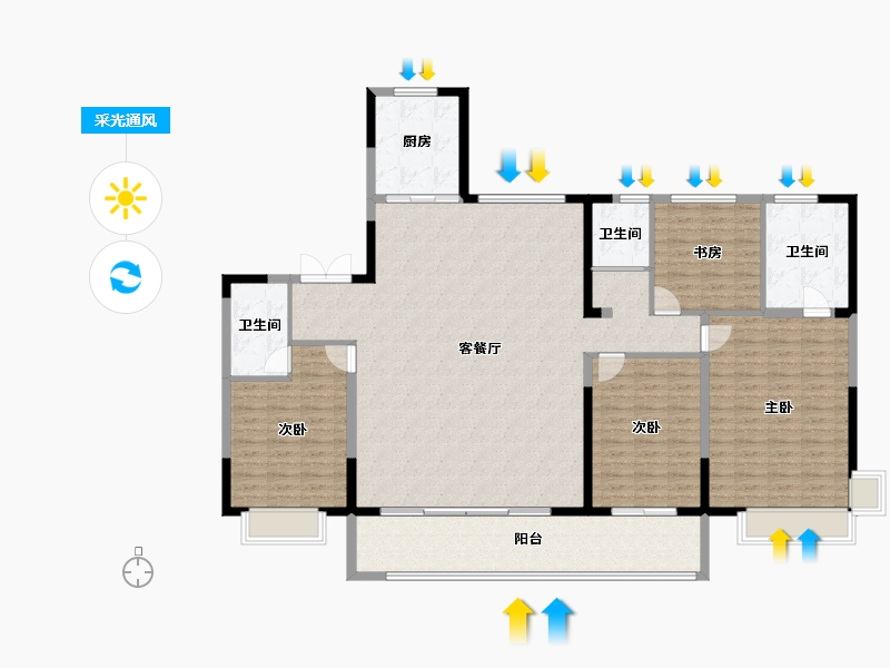 山东省-德州市-碧桂园星河公园-169.04-户型库-采光通风