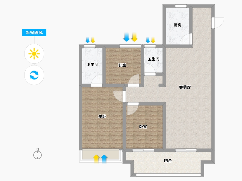 河南省-郑州市-正商左岸-97.61-户型库-采光通风